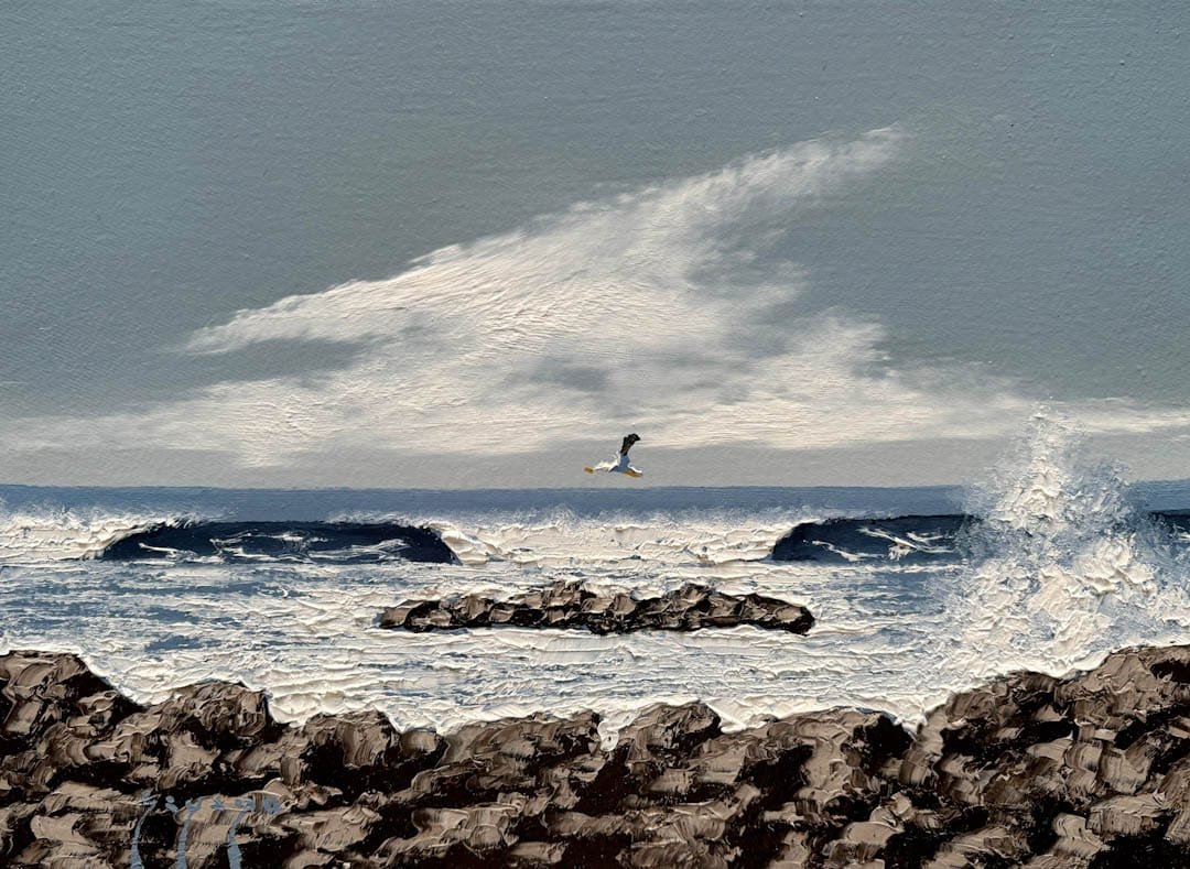 La ola, paisaje invernal de Adolfo ¨Fito¨ Sayago, Óleo sobre lienzo de 24 x 33 cm