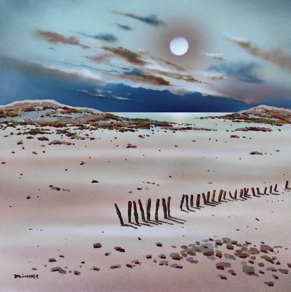 Paisaje fantástico deuna playa en luna llena de Emilio Bolinches